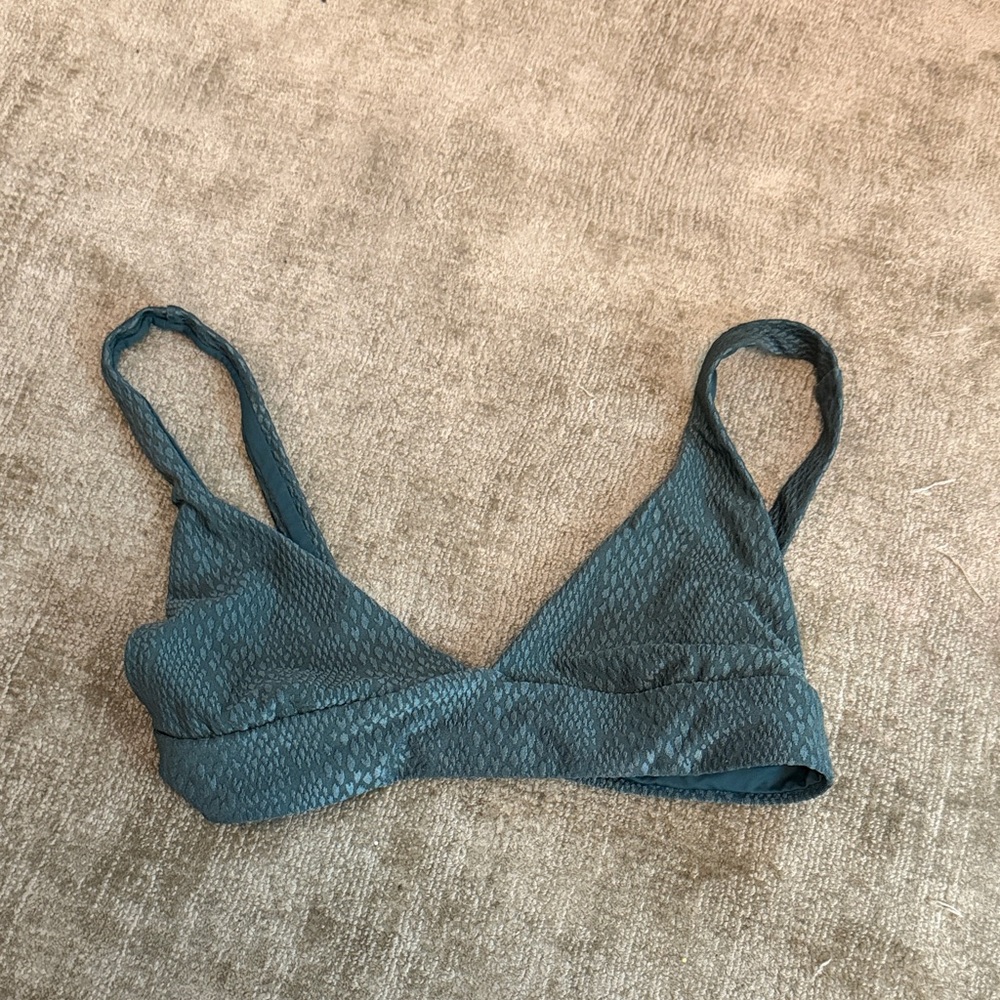 Textured teal reversable bikini top